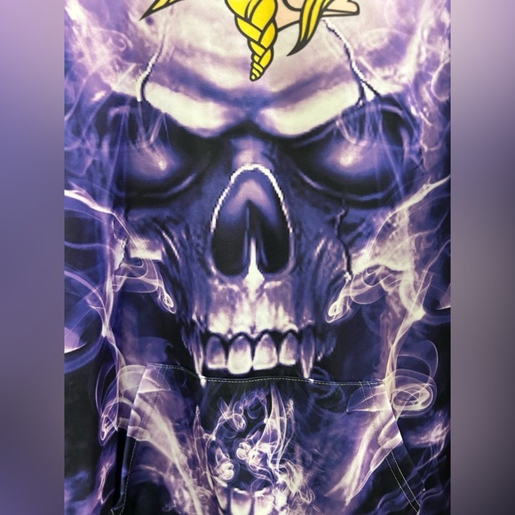🏈Minnesota Vikings skull pullover SKOL💜 XL - Picture 2 of 9